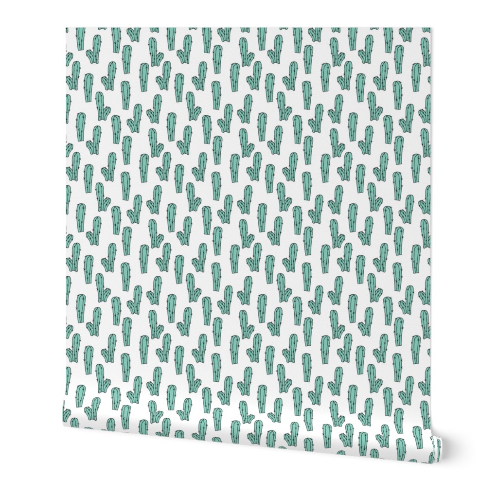 Cactus cacti garden botanical mint green pattern 