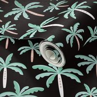 Summer palm tree beach coconut pastel bikini tropics illustration print in mint and black