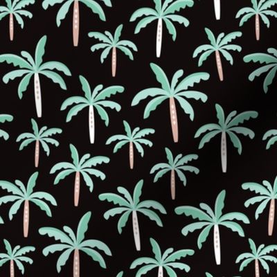 Summer palm tree beach coconut pastel bikini tropics illustration print in mint and black