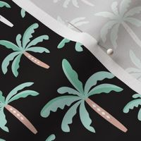 Summer palm tree beach coconut pastel bikini tropics illustration print in mint and black