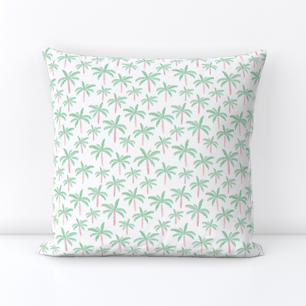 Summer palm tree beach coconut pastel bikini tropics illustration print in mint