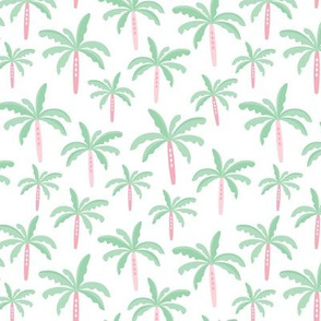 Summer palm tree beach coconut pastel bikini tropics illustration print in mint