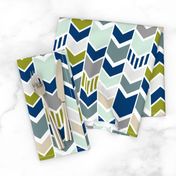 Navy Gray Green Chevron