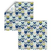 Navy Gray Green Chevron