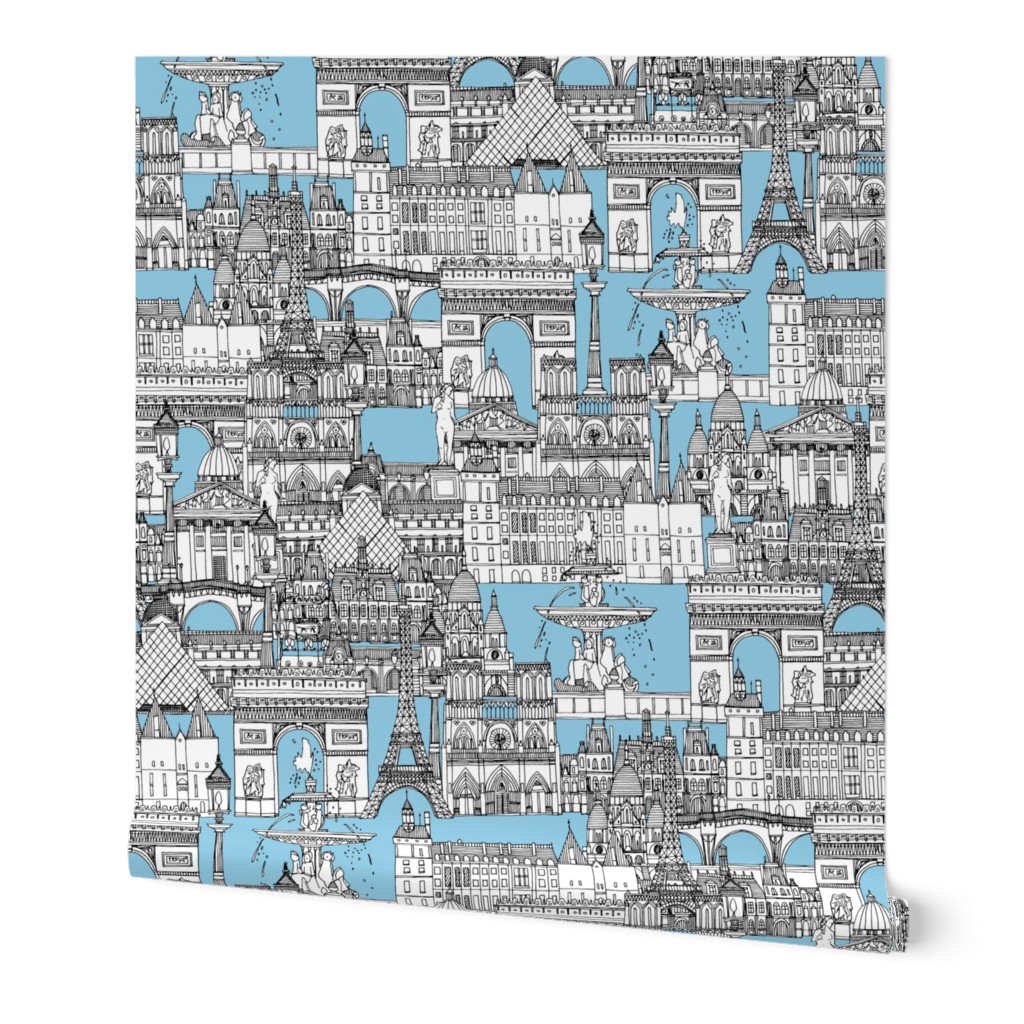 Paris toile cornflower blue