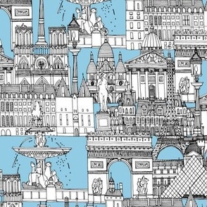 Paris toile cornflower blue