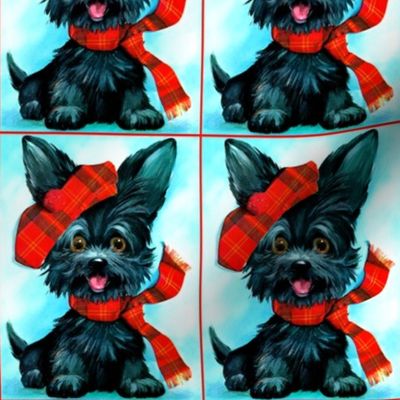 Scottish Yorkshire Terrier dogs puppy puppies tartan hats berets scarf scarves lolita Schnauzer