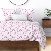 Water colors hot pink summer strawberry fruit hearts print