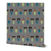 African Doll fabric gray background © Jennifer Garrett