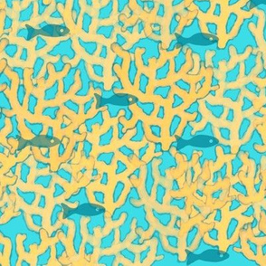 Orange Coral & Blue Fish Pattern