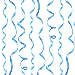 curling ribbon - blue on white
