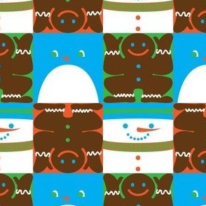 Holiday Squares Blue Penguin