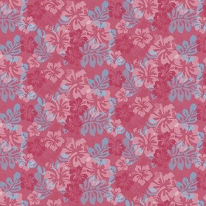 Hawaiian Lei Flower Pattern in Reds & Blues