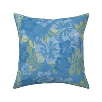 Hawaiian Lei Flower Pattern in Blues & Yellow