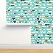 Waves and Boats M+M Aqua by Friztin