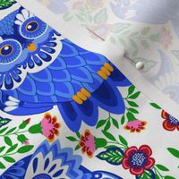 BLUE OWLS WITH FLOWERS OGEE