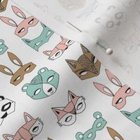 Animal Masks - Pale Turquoise, Pale Pink, (Tiny Version) by Andrea Lauren