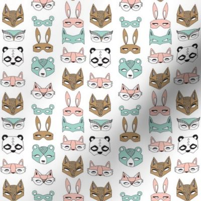 Animal Masks - Pale Turquoise, Pale Pink, (Tiny Version) by Andrea Lauren