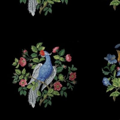 Embroidered birds & roses