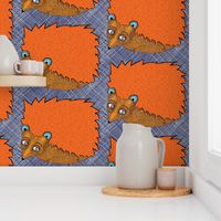 Big-Eyed Tiny-Footed Hedgehog, large scale, blue orange brown