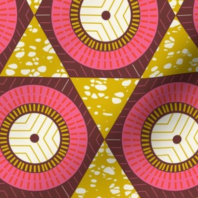 African Waxprint Pink Mustard