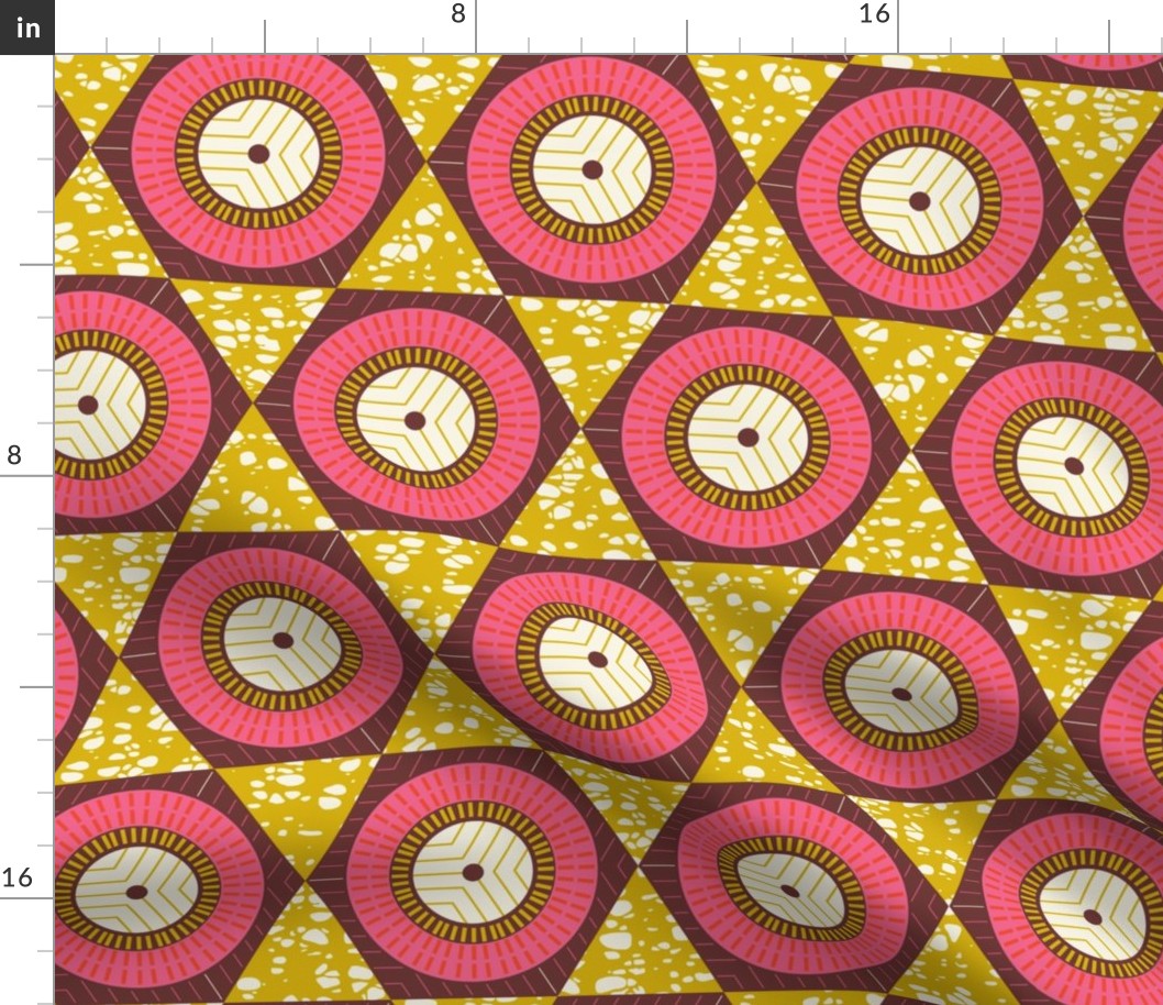 African Waxprint Pink Mustard