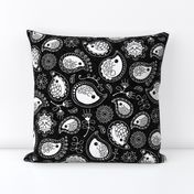 Hedgehog Paisley- White & Black