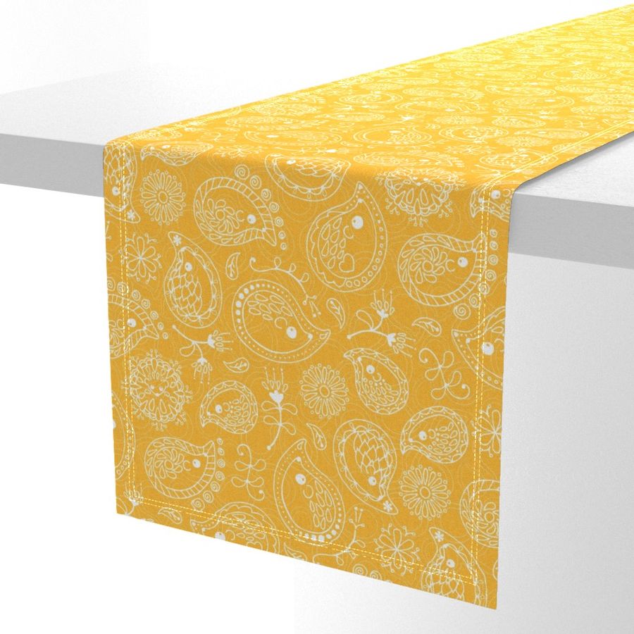 Hedgehog Paisley - White & Yellow