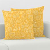 Hedgehog Paisley - White & Yellow