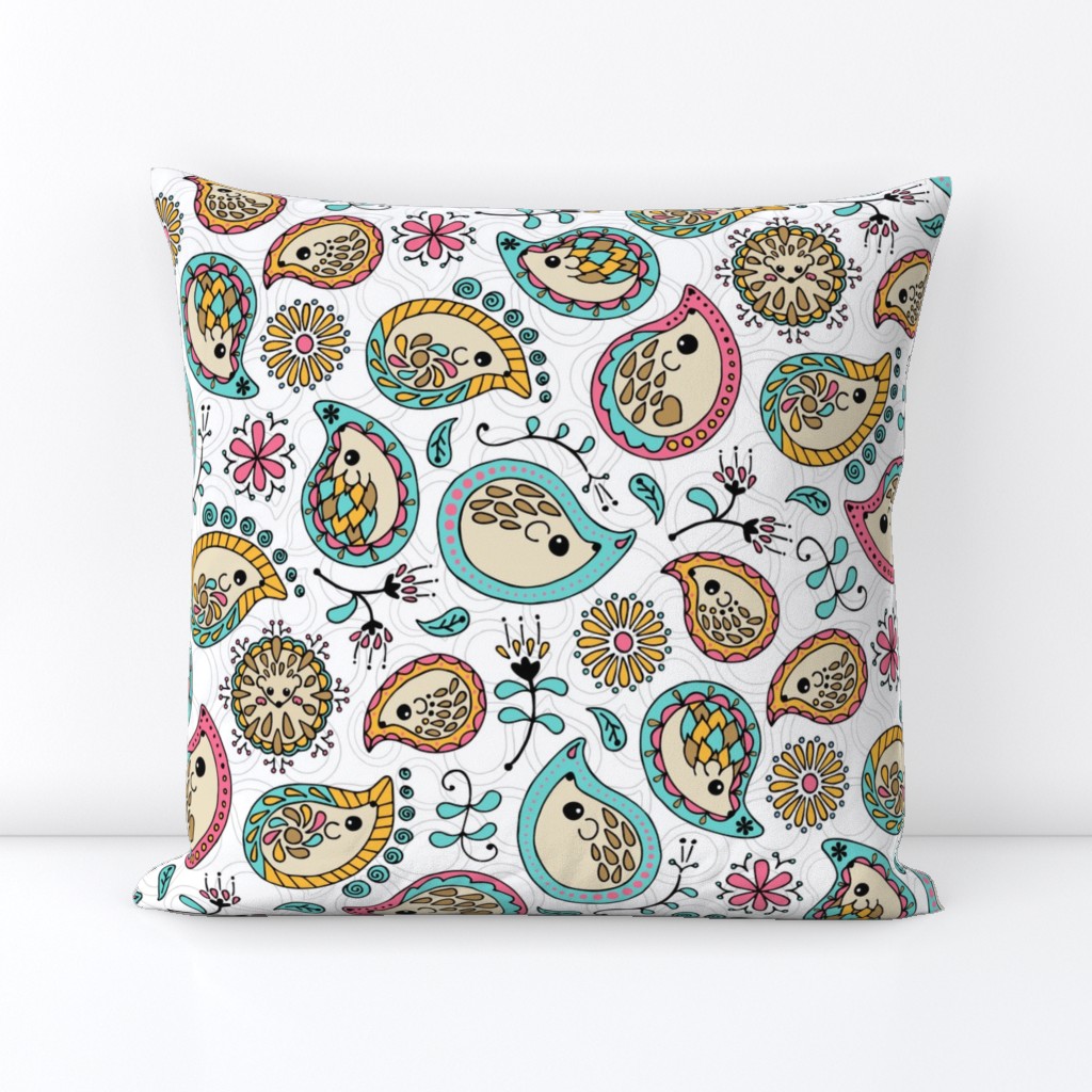 Hedgehog Paisley - Colors & White