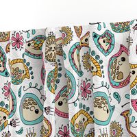 Hedgehog Paisley - Colors & White