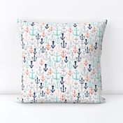 anchors // nautical anchor navy mint red sailing fabric andrea lauren