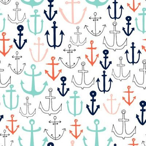 anchors // nautical anchor navy mint red sailing fabric andrea lauren