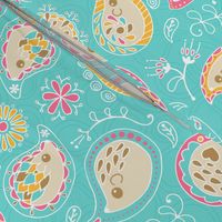 Hedgehog Paisley - Colors & Blue