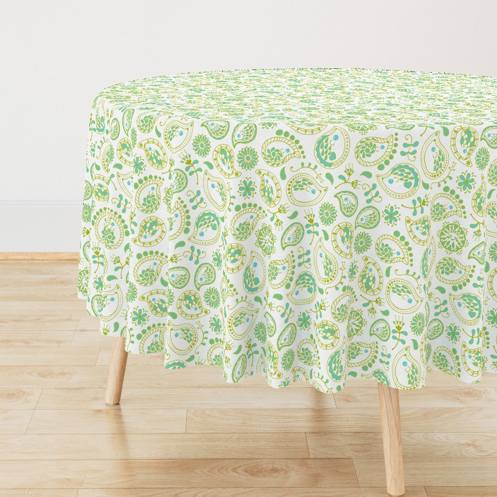 Hedgehog Paisley - Green & White