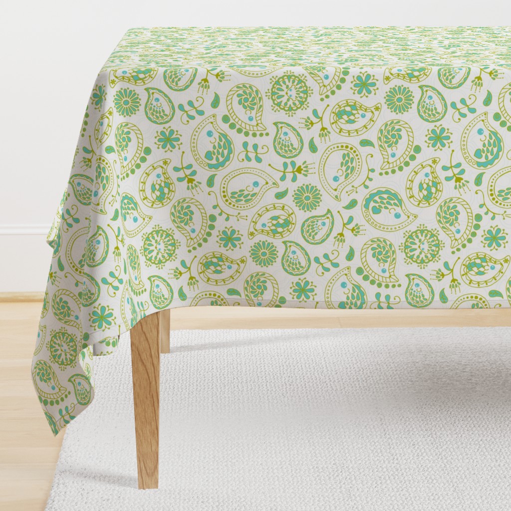 Hedgehog Paisley - Green & White