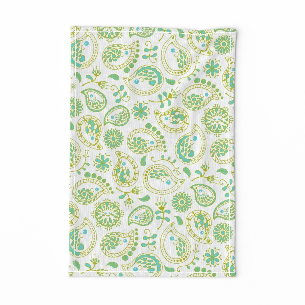 Hedgehog Paisley - Green & White