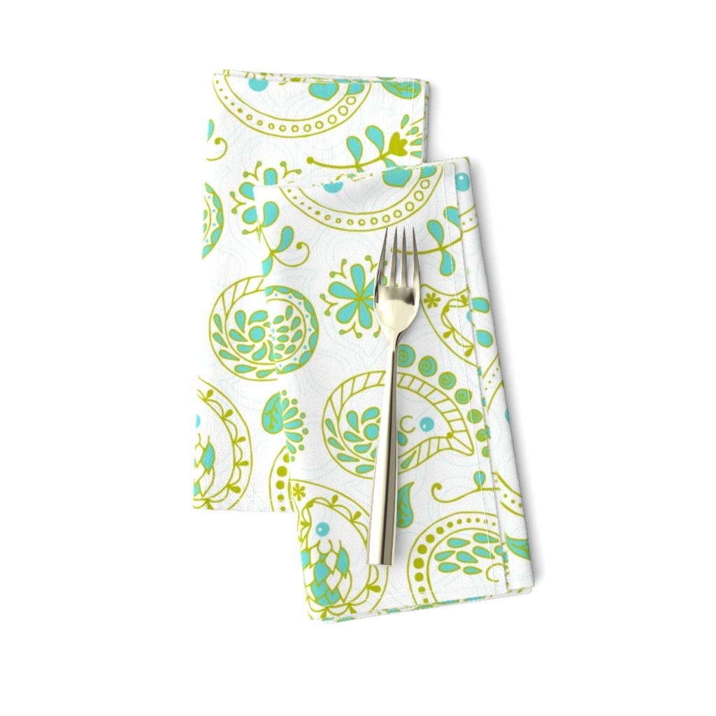 Hedgehog Paisley - Green & White