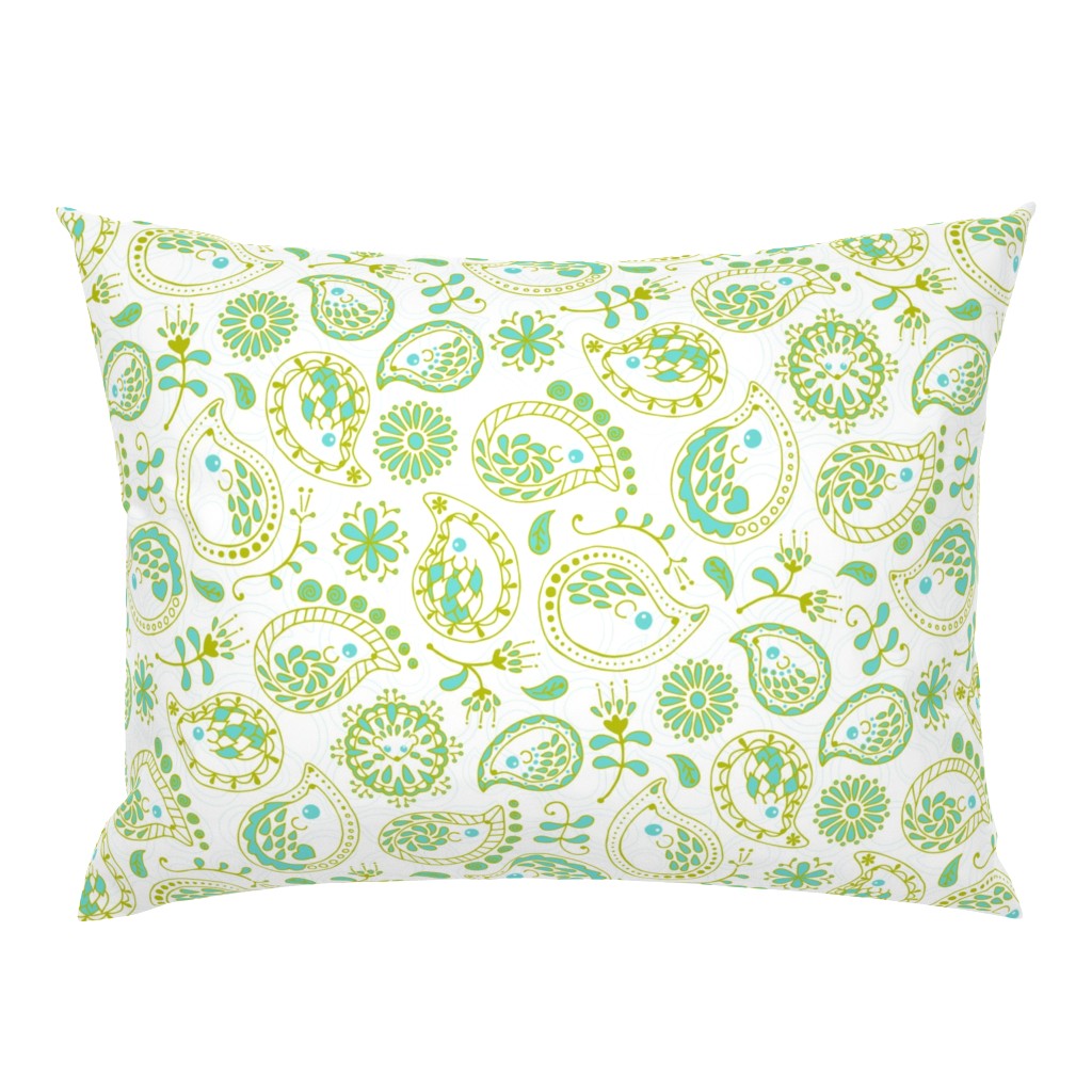 Hedgehog Paisley - Green & White