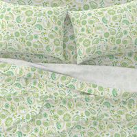 Hedgehog Paisley - Green & White