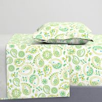 Hedgehog Paisley - Green & White