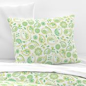 Hedgehog Paisley - Green & White