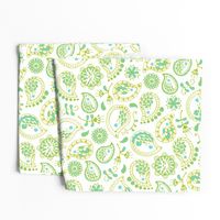 Hedgehog Paisley - Green & White