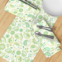 Hedgehog Paisley - Green & White