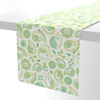 Hedgehog Paisley - Green & White