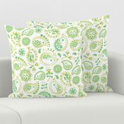 Hedgehog Paisley - Green & White