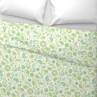 Hedgehog Paisley - Green & White