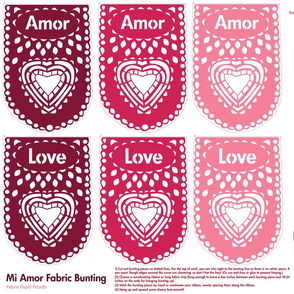 Mi Amor, My Love Fabric Papel Picado banner