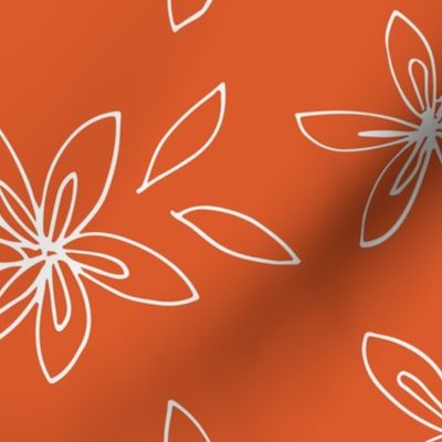 Floral Drawing on Orange