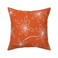 Floral Drawing on Orange